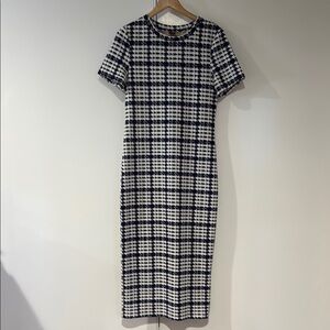 Shein Black, Blue and White Houndstooth Dress NWOT